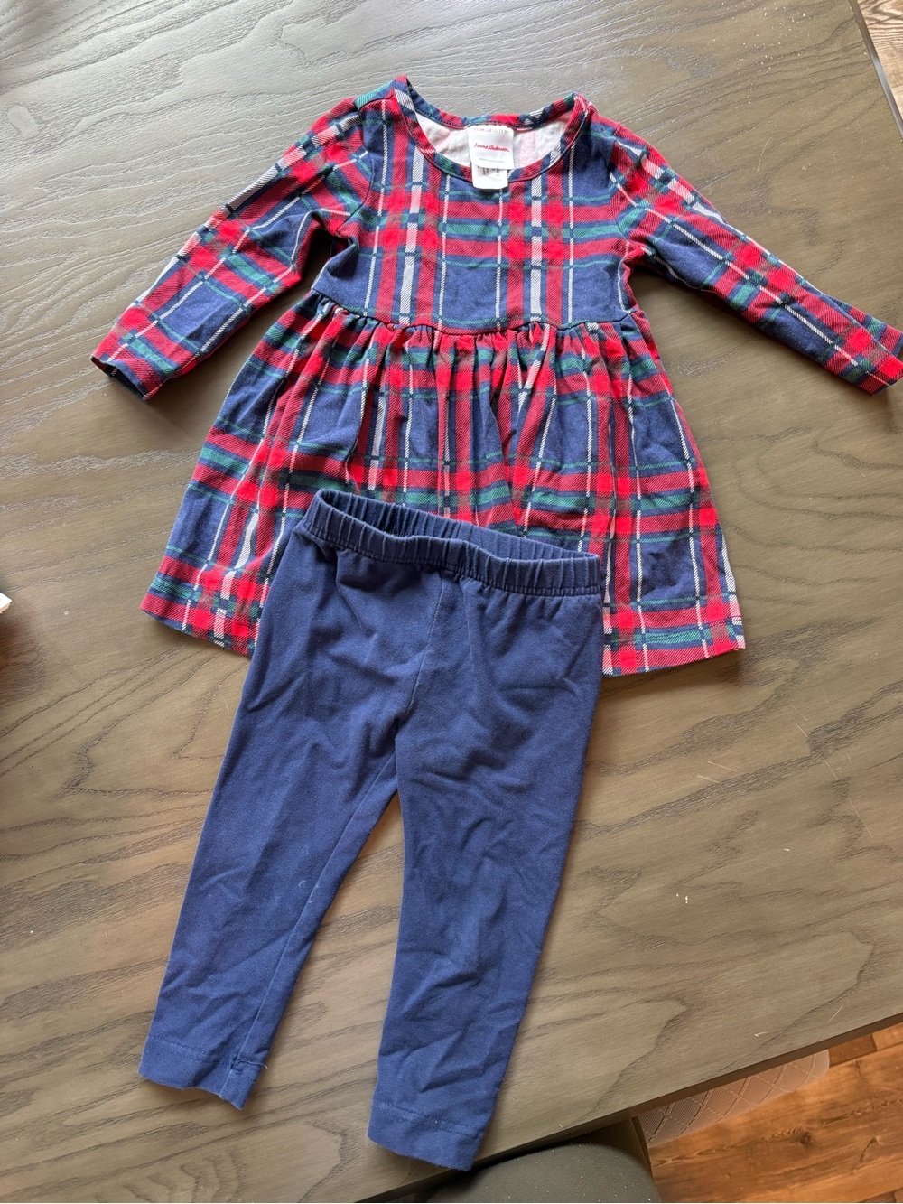 Hanna Andersson Red Green Navy Plaid Baby Top and Legging